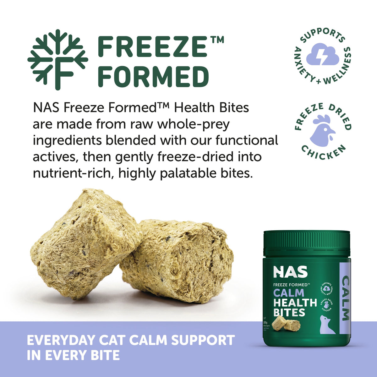 Natural Animal Solutions Freeze Formed Cat Calm Health Bites — brand infographic 2