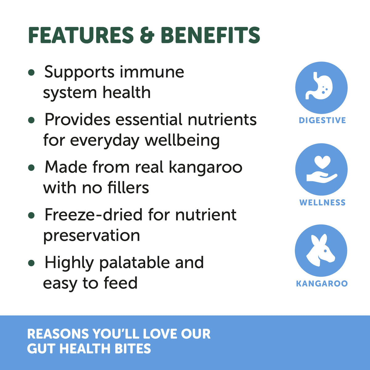 Natural Animal Solutions Freeze Formed Gut Health Bites — brand infographic 2