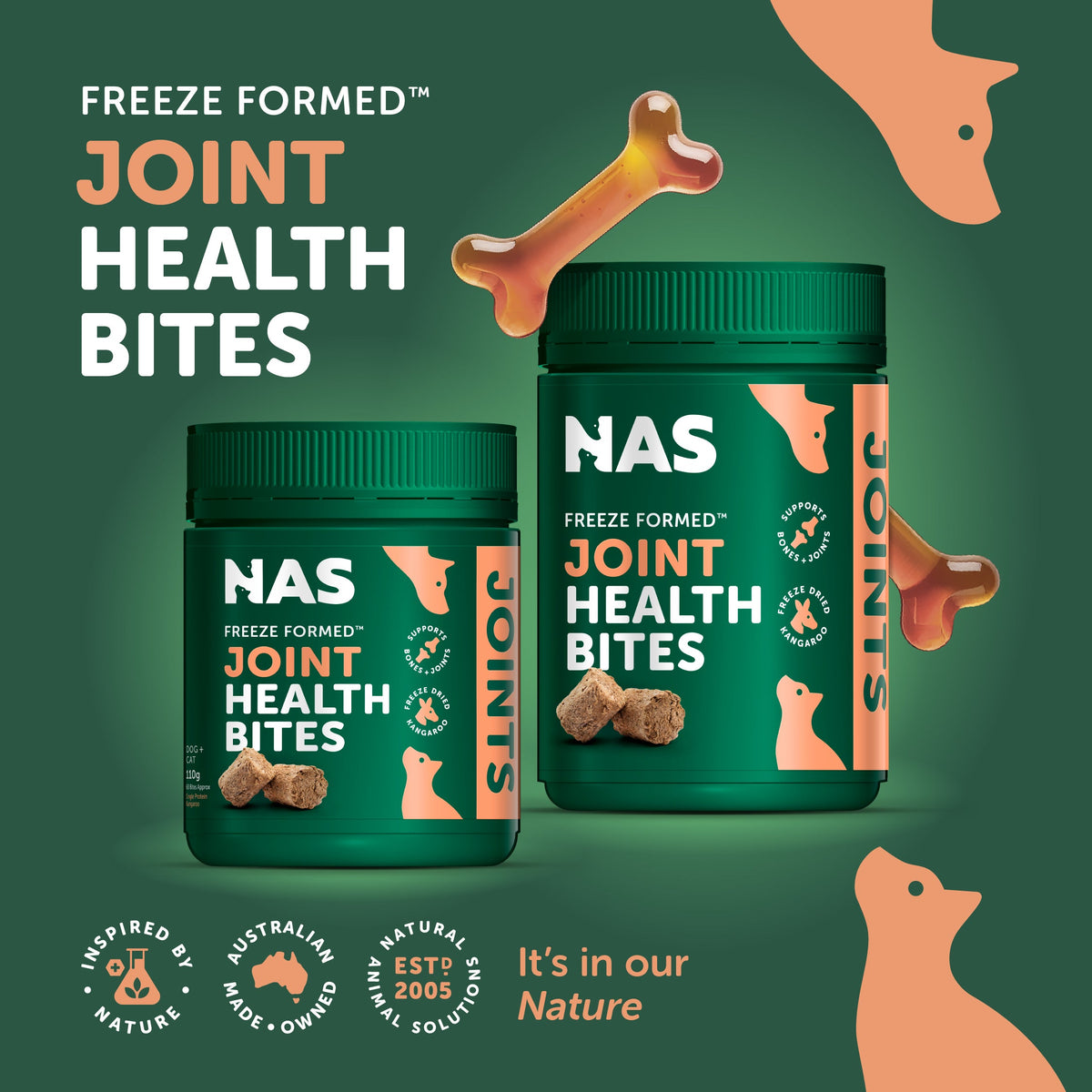 Natural Animal Solutions Freeze Formed Joint Health Bites — brand infographic 1