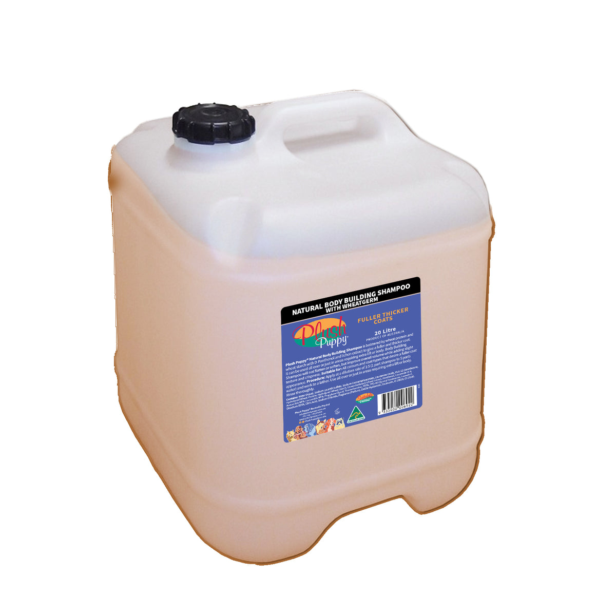 Plush Puppy Natural Body Building Shampoo with Wheatgerm 20 Litre – front of drum
