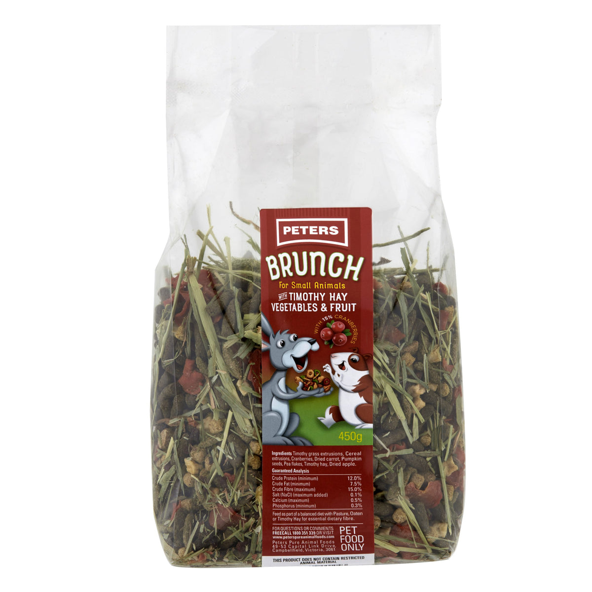 Peters Brunch Mix 450g pack front — Timothy hay treat mix for rabbits and guinea pigs