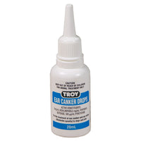 TROY Ear Canker Drops 20 mL, white dropper bottle with a blue label for ear canker and ear mites.
