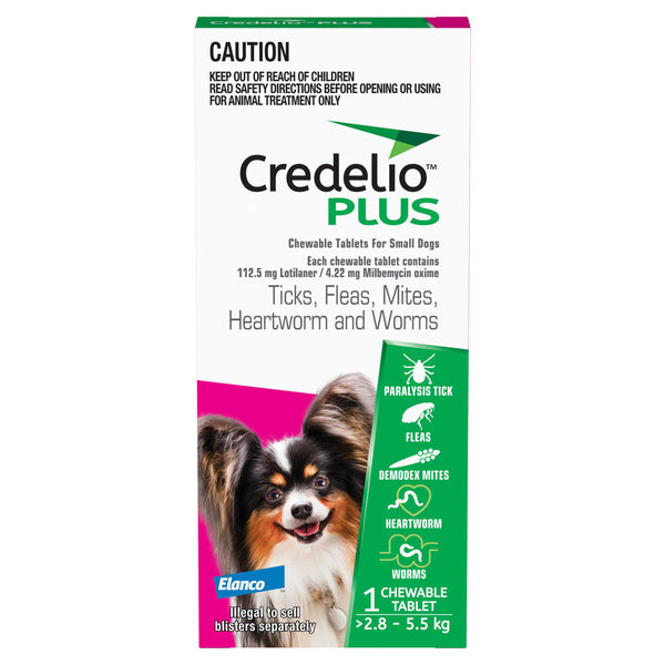 Credelio Plus for Small Dogs 2.8-5.5kg - 1 Pack | PeekAPaw Pet Supplies