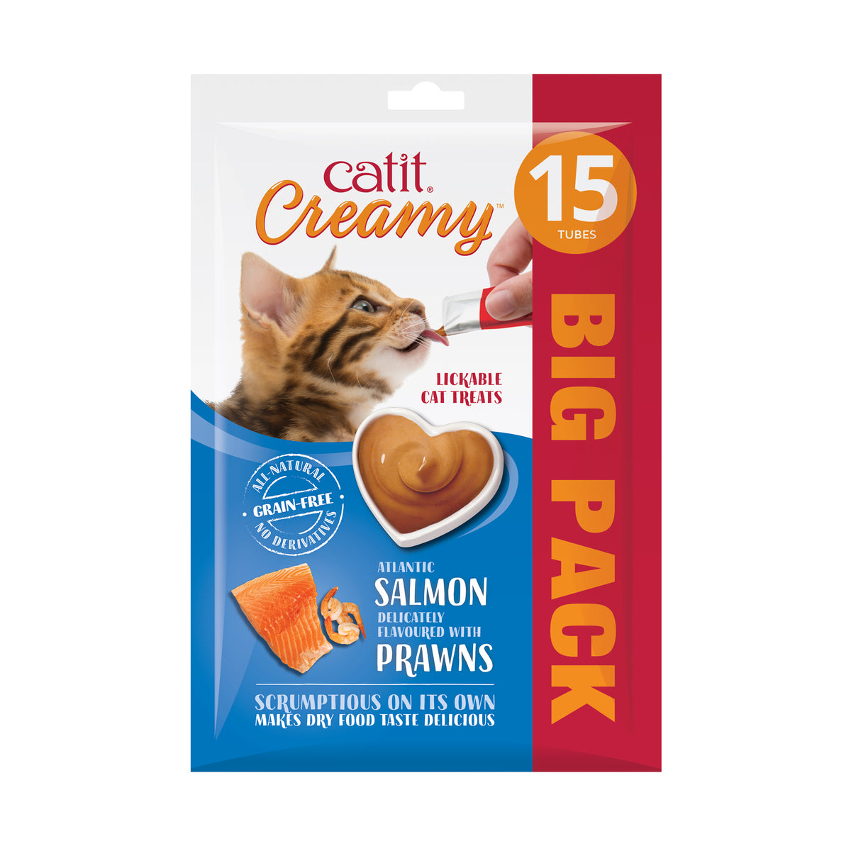 Catit Creamy Cat Treats Lickable Puree 15 x 10g Atlantic Salmon