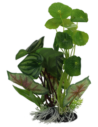 Amazon Jungle Pennywort and Flame Spathiphyllum artificial aquarium plant, 28cm