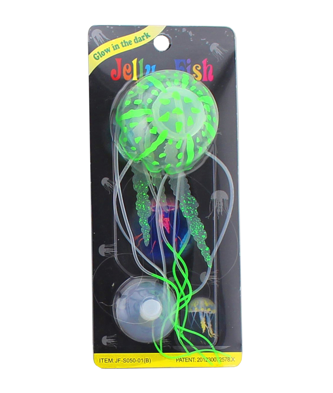 Amazon Jungle glow in the dark jellyfish aquarium ornament, small green