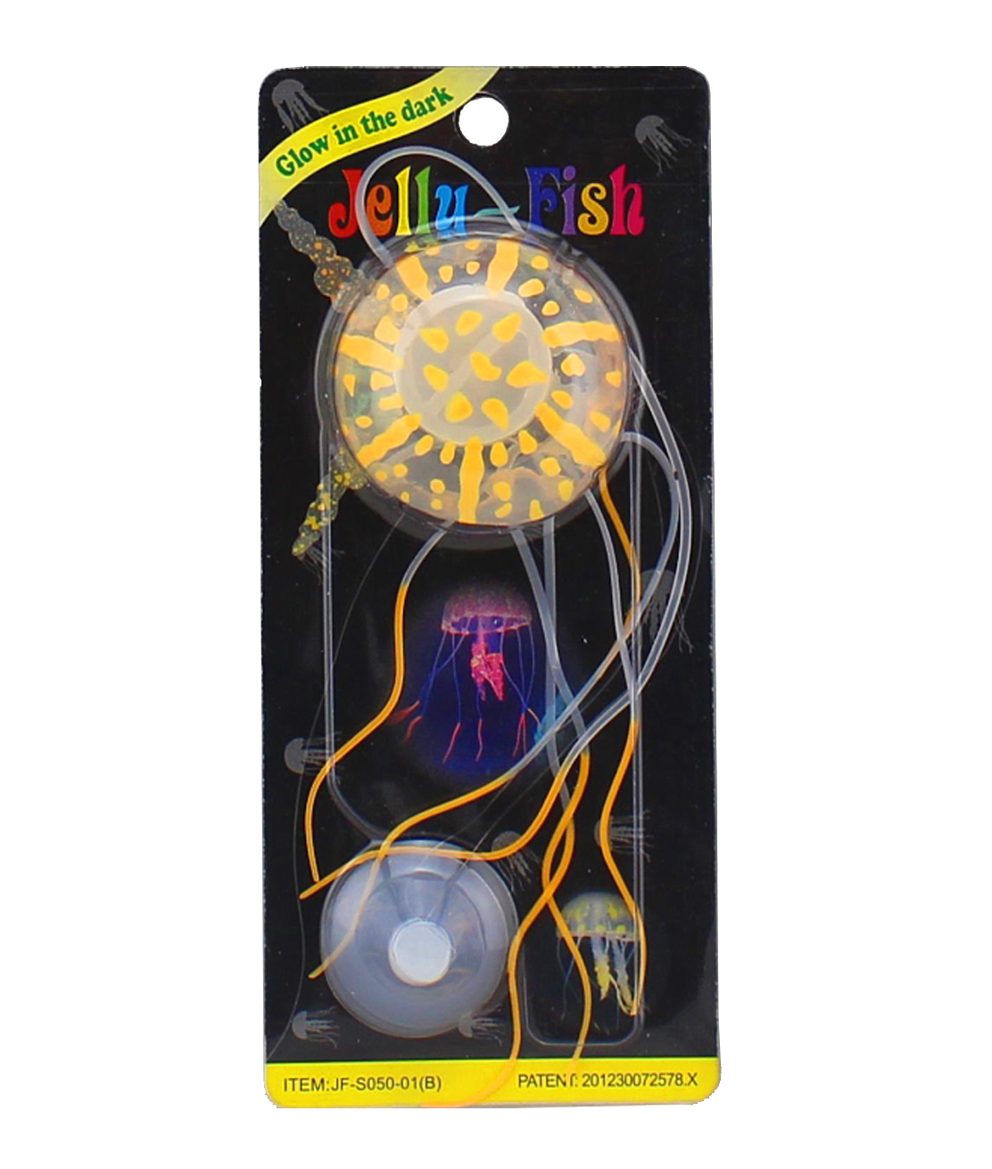 Amazon Jungle glow in the dark jellyfish aquarium ornament, small yellow