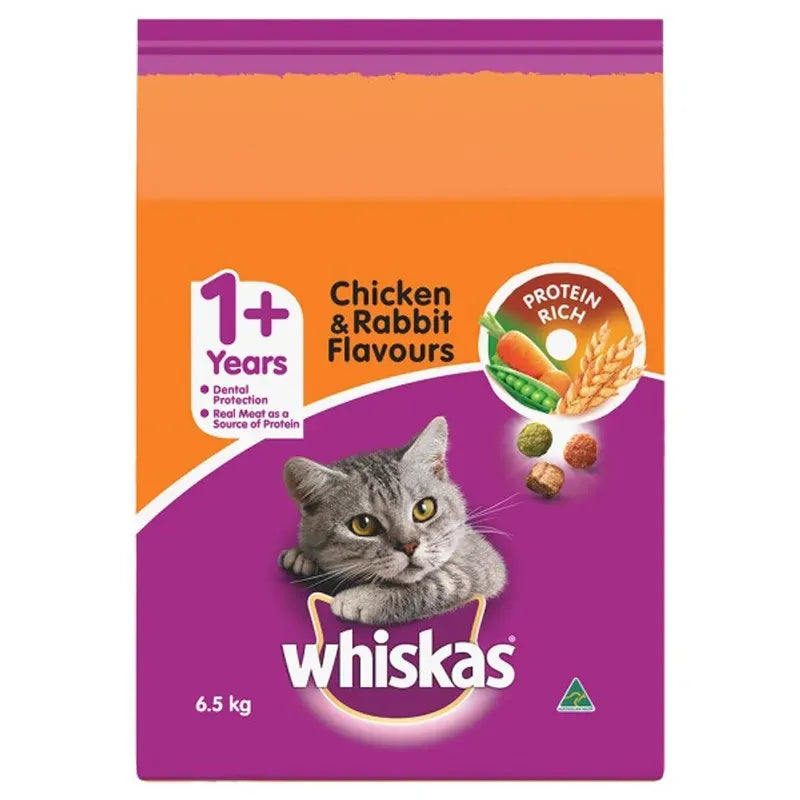 Whiskas VitaBites Chicken & Rabbit dry cat food 6.5kg bag front of pack