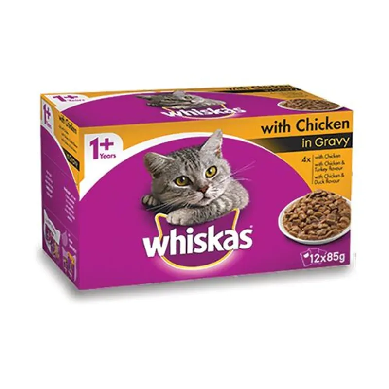 Whiskas Favourites Chicken Variety 85g pouches, 12 pack front of pack