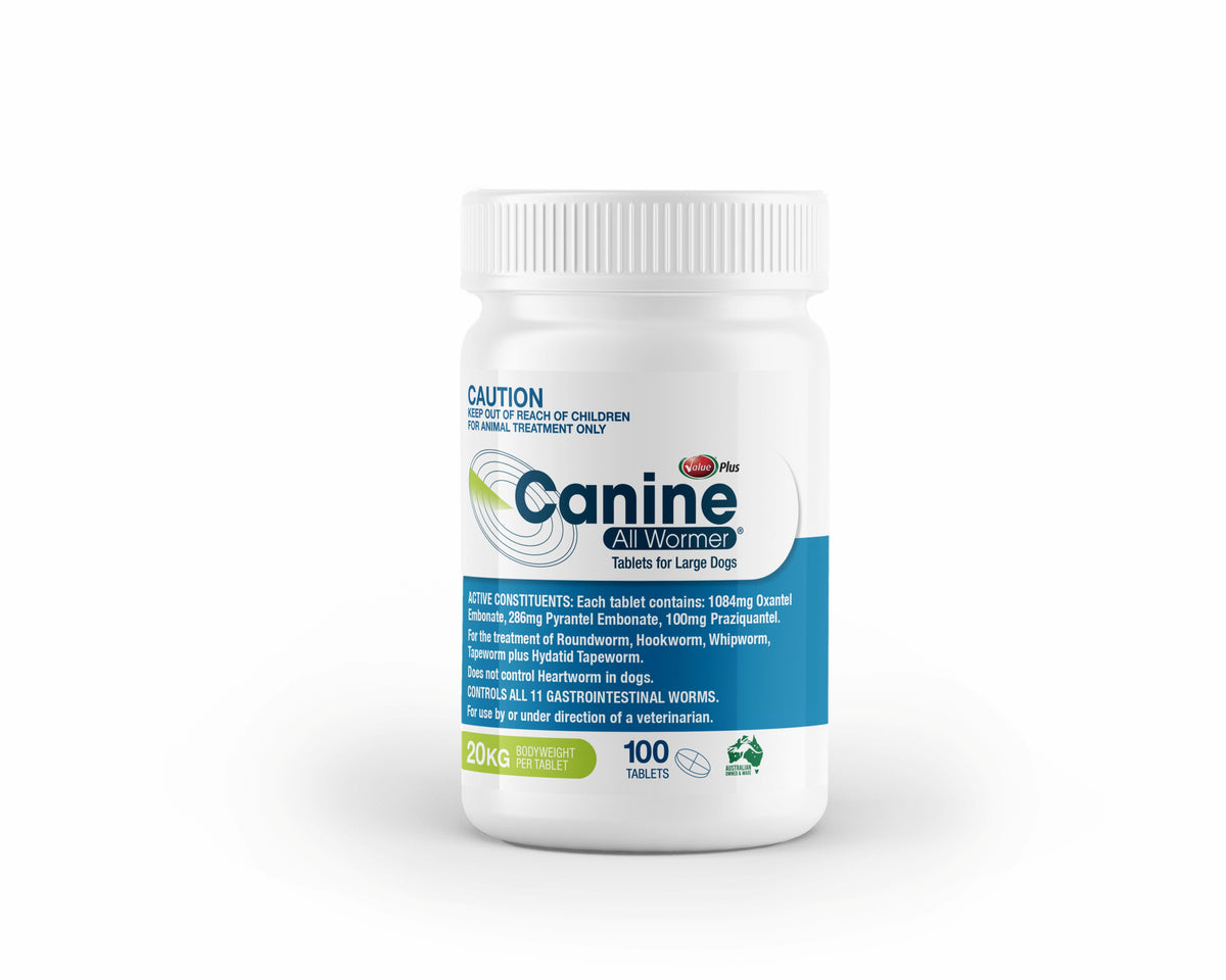 Value Plus Canine All Wormer 20kg 100 tablet tub