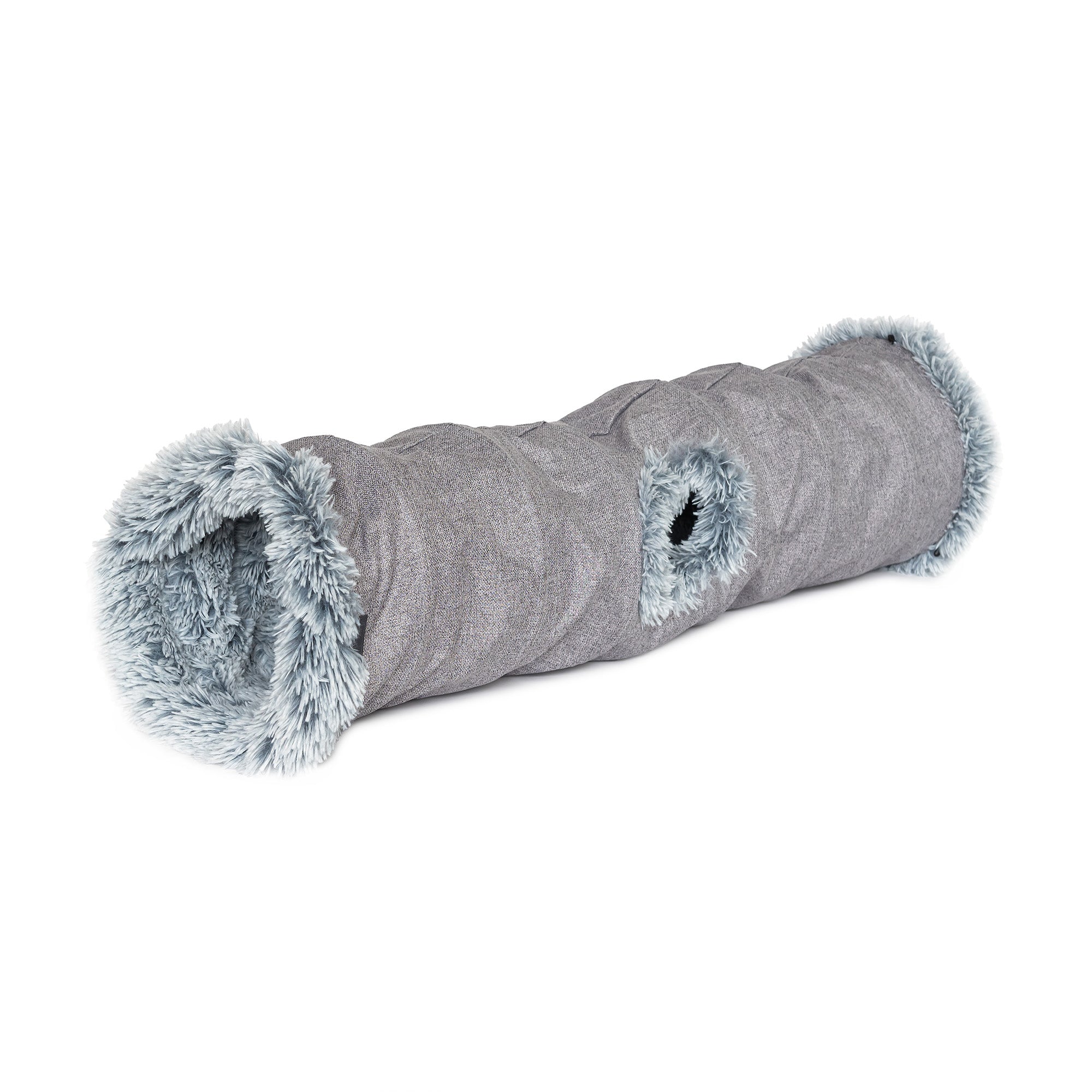 Superior Pet Goods Cat Tunnel in Dove Grey with a crinkly lining