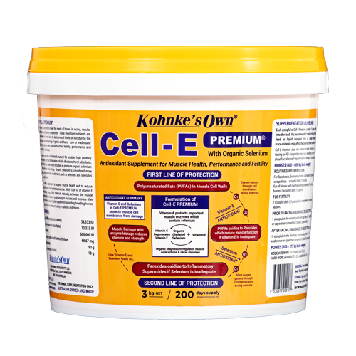 Kohnke's Own Cell-E Premium horse vitamin E supplement 3kg pack