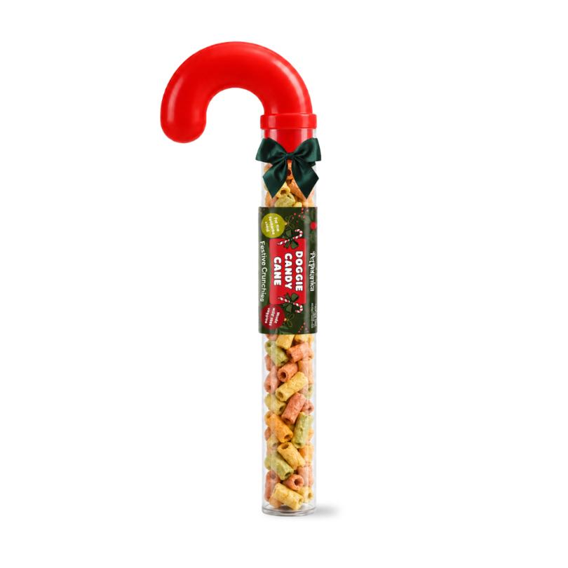Pet Botanica Christmas candy cane tube of Festive Crunchies dog treats