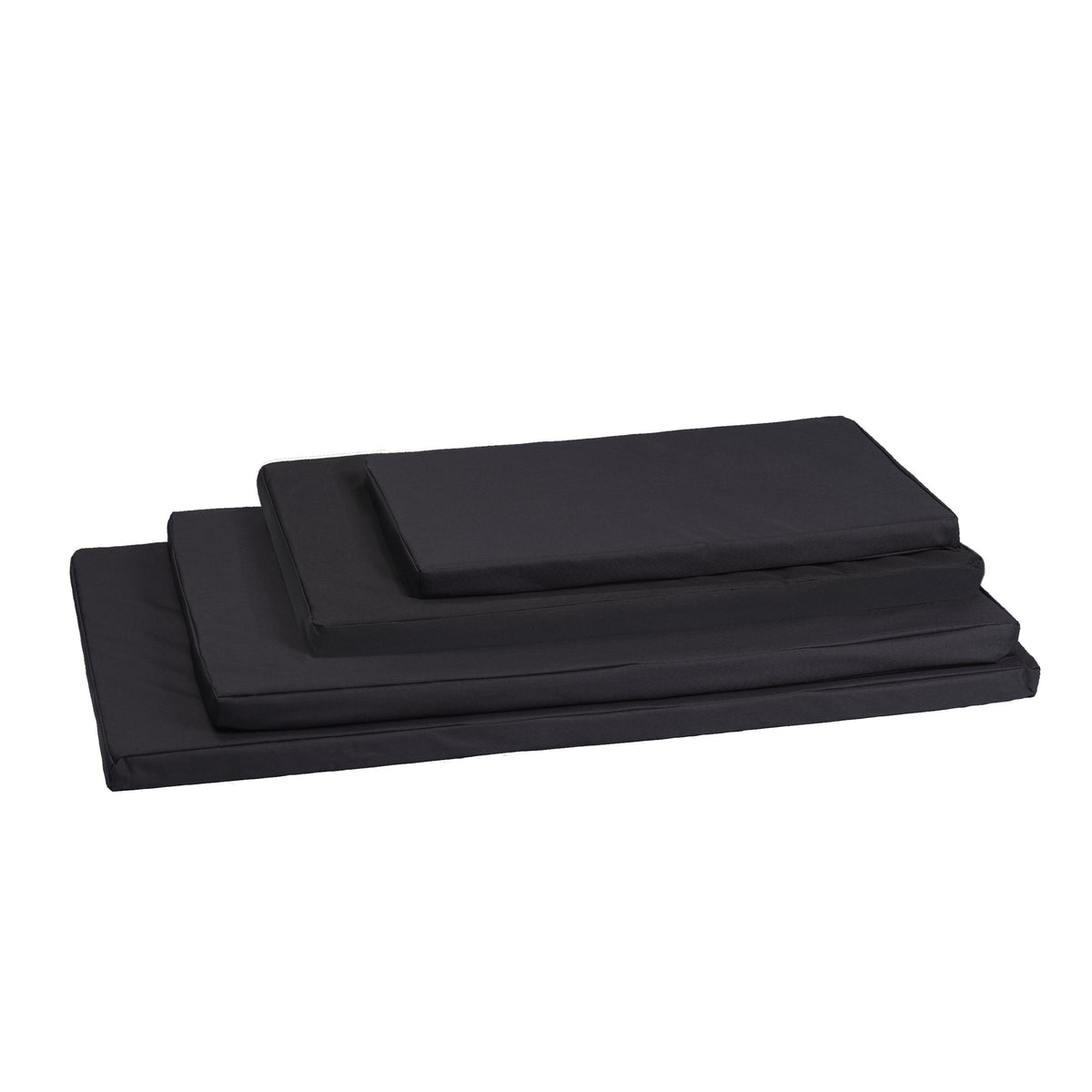 Superior Pet Goods Crate Mat Canvas in black, four sizes stacked