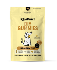 Raw Pawz Green Banana & Peanut Butter DIY Dog Gummies 90g pack, front of pack