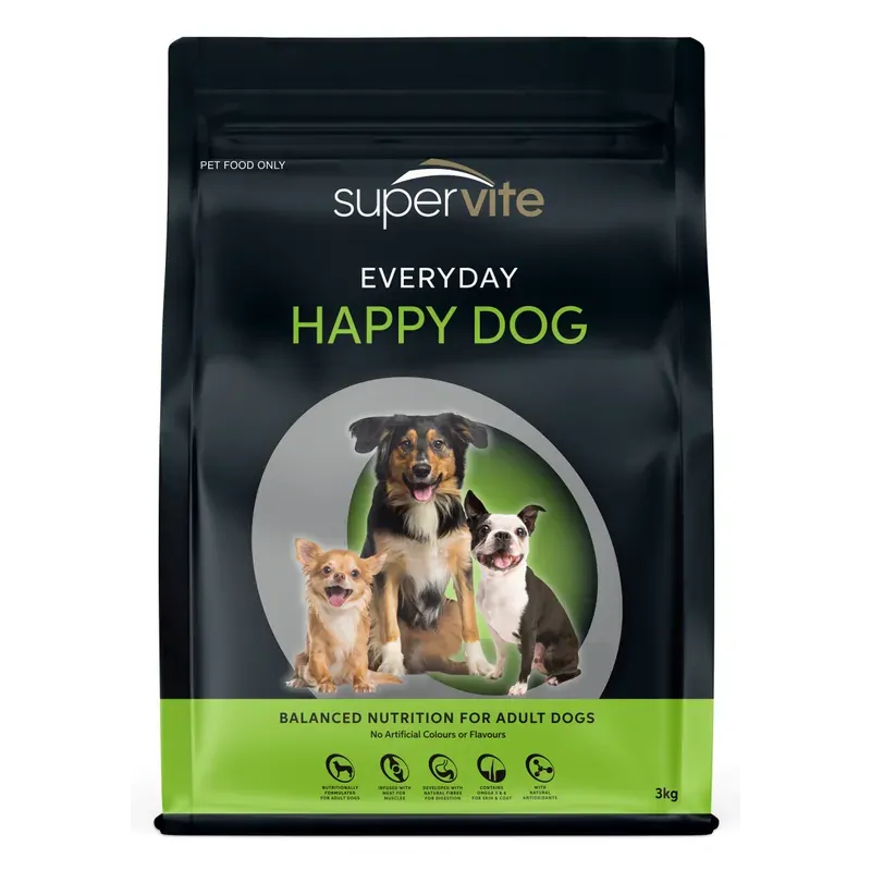 SuperVite Happy Dog dry dog food 3kg bag front