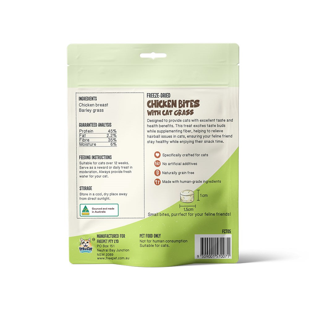 FreeCat Freeze Dried Chicken Bites with Cat Grass Cat Treats