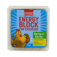 Peters Energy Block with Herbs and Garlic 280g pack front for laying hens