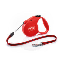 Red retractable Flexi dog leash with cord extended