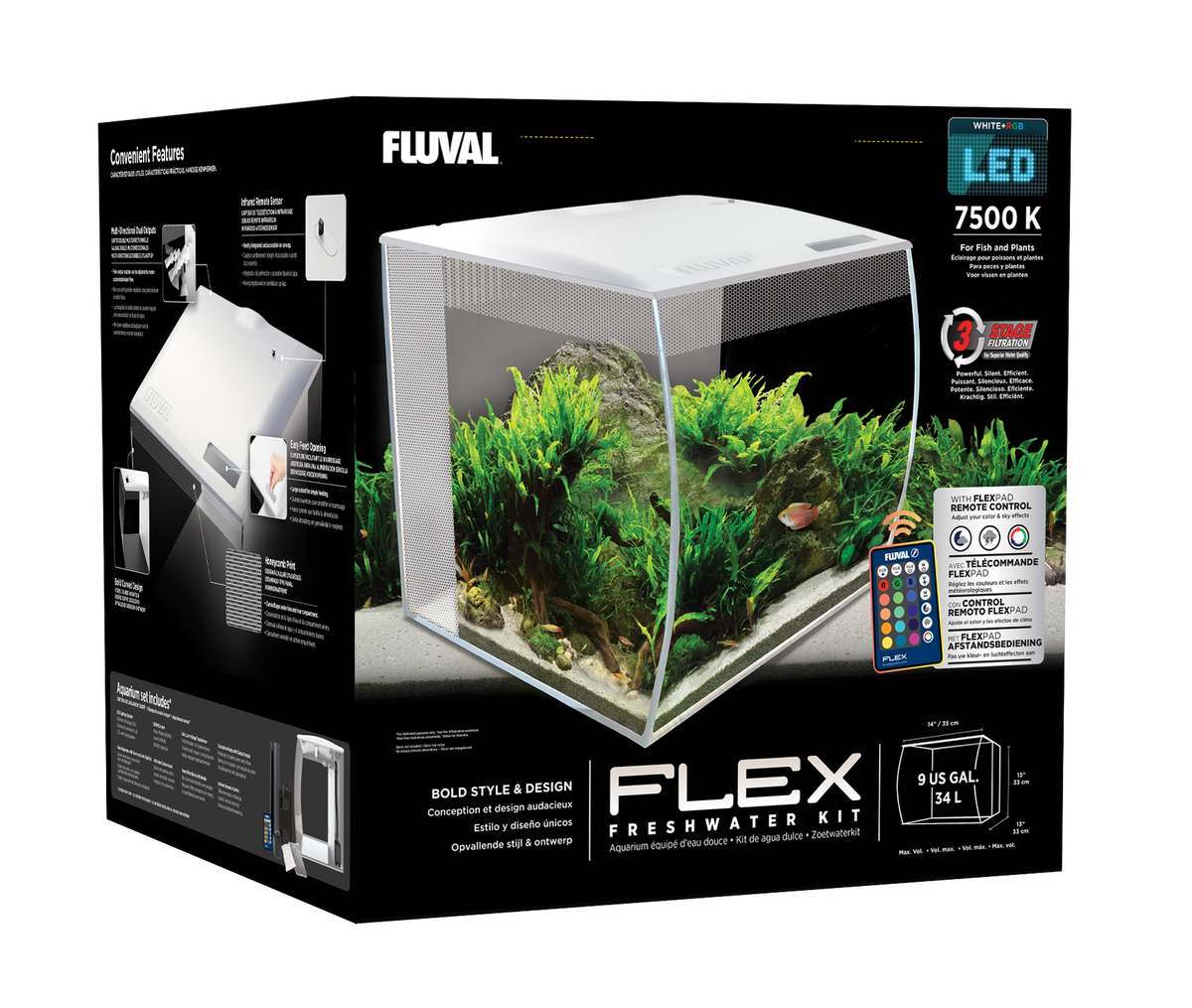 Fluval Flex Aquarium - 34L White | PeekAPaw Pet Supplies