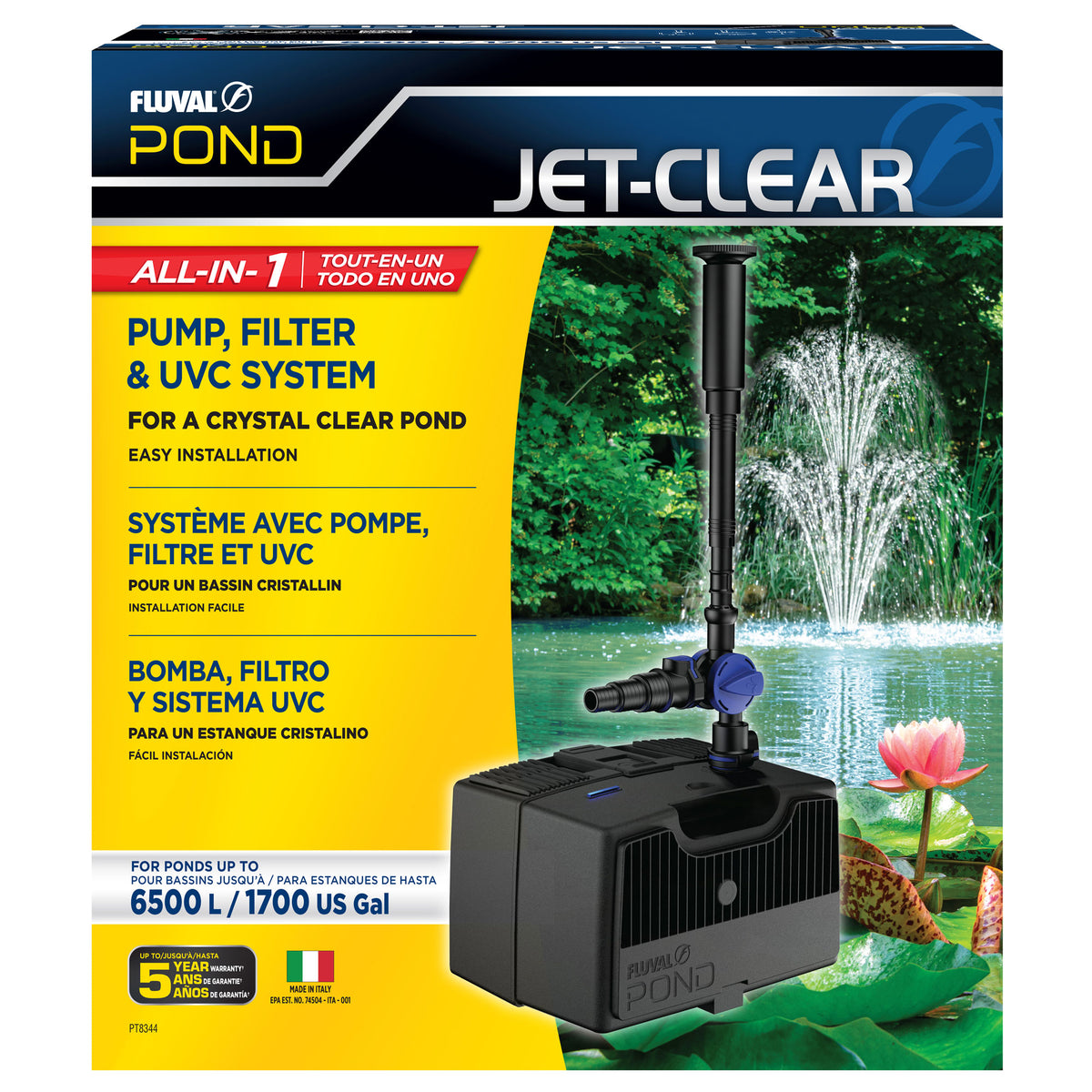 Fluval Pond Jet-Flo complete pond filter unit with UV clarifier, 6500
