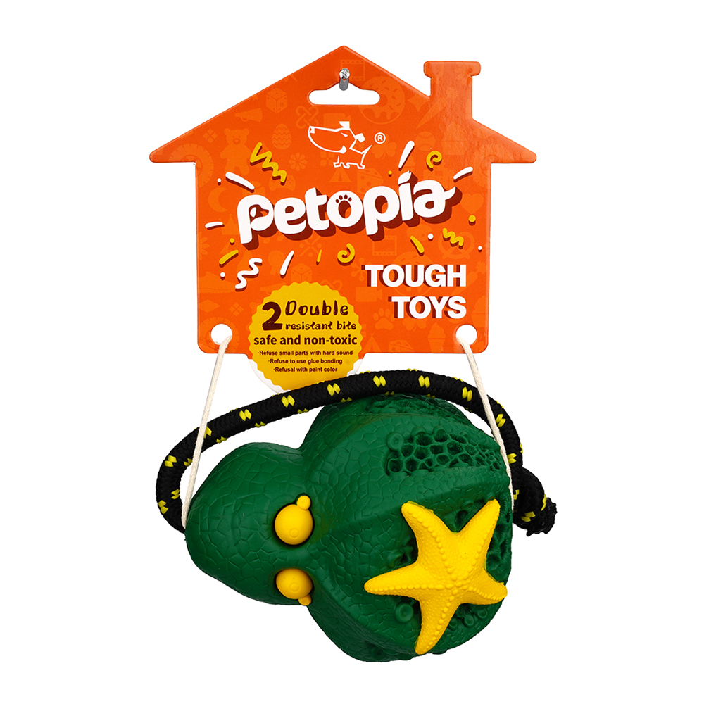 Petopia Ultra Tough Reef Octopus dog toy on its retail header card