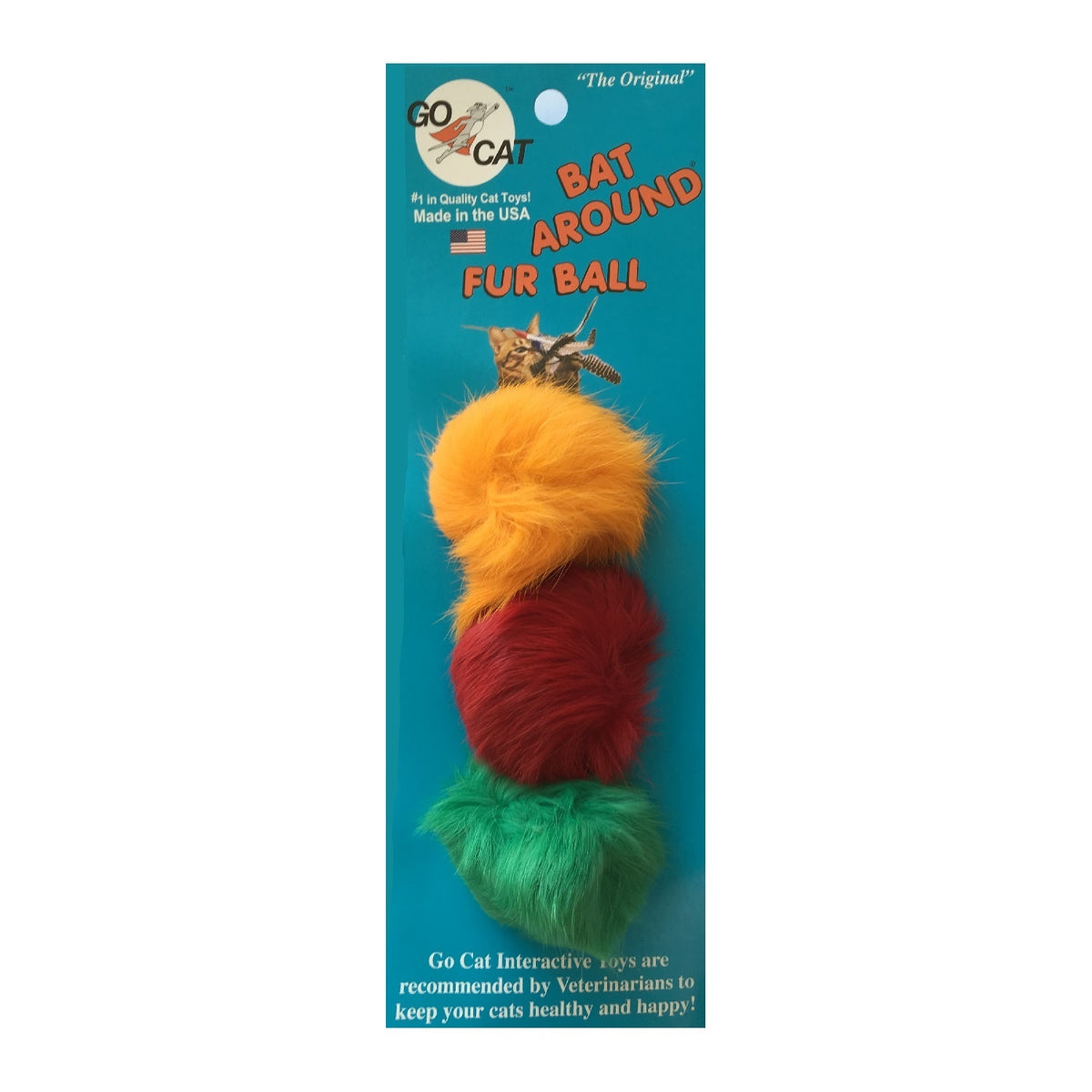Go Cat Bat Arounds fluffy ball cat toys, 3 pack retail card