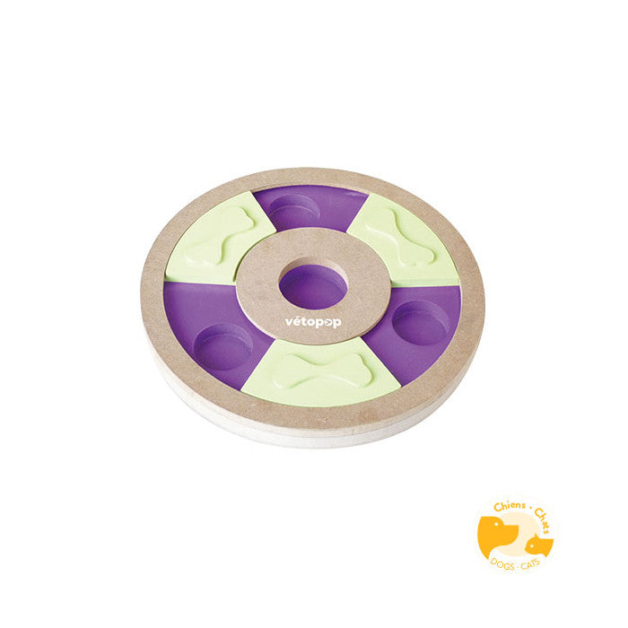 Vetopop Wooden Treat Dispenser Dog Puzzle - Round