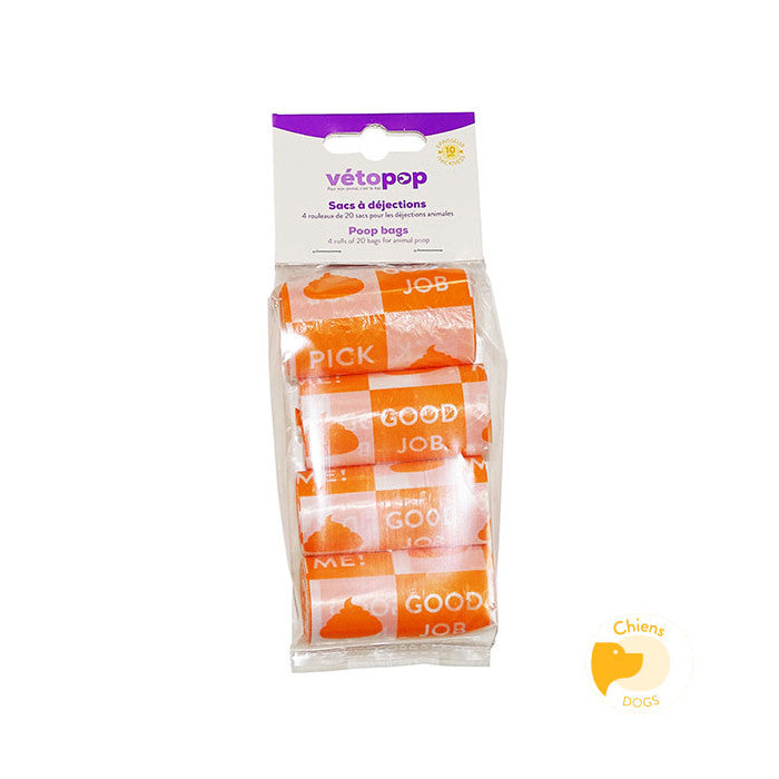 Vetopop Dog Poop Bags 4 Rolls of 20