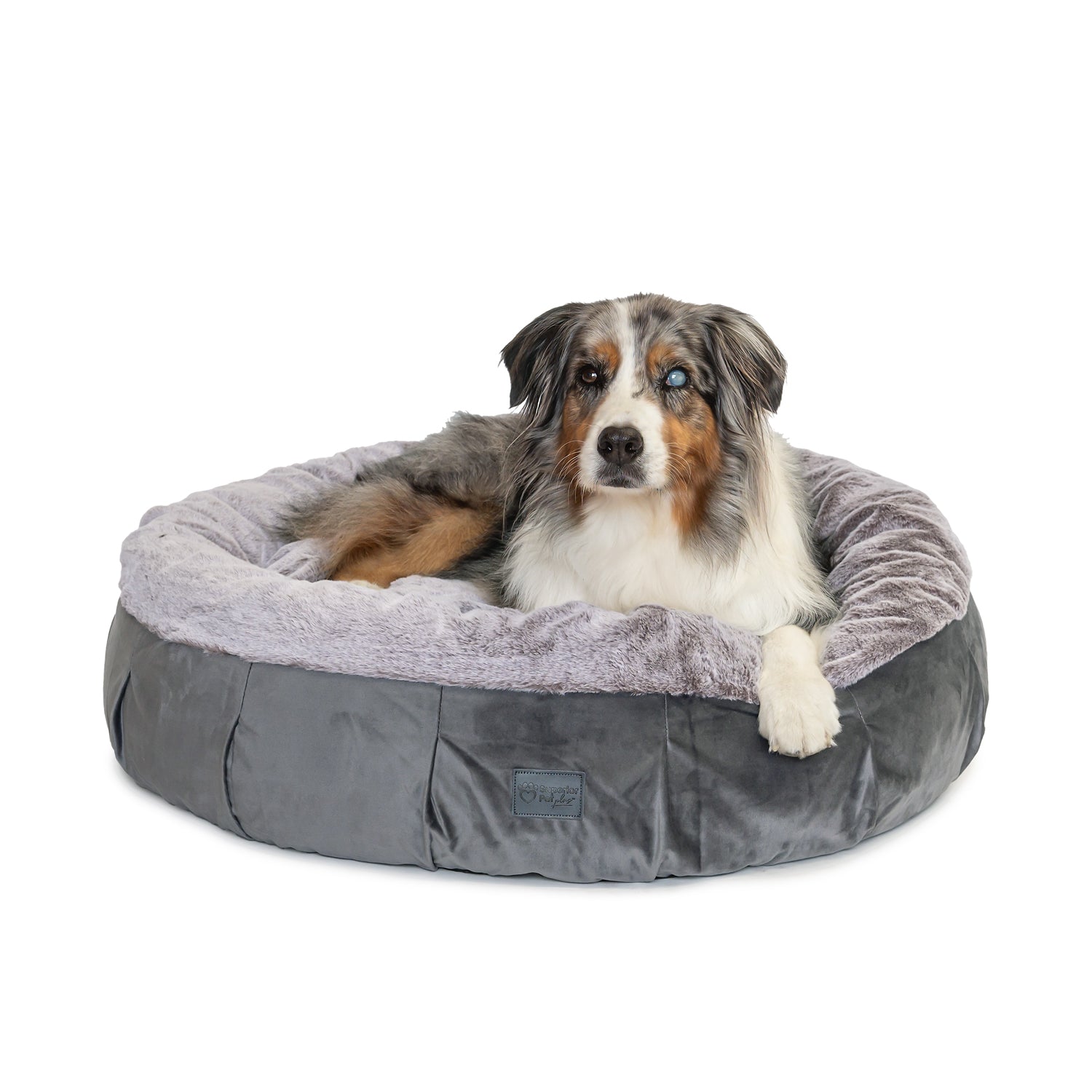Superior Pet Goods Harley Dog Bed velvet grey, alternate angle