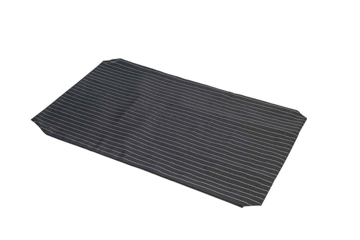 Superior Pet Goods Pinstripe Dog Bed Cover laid flat, showing the reinforced corners