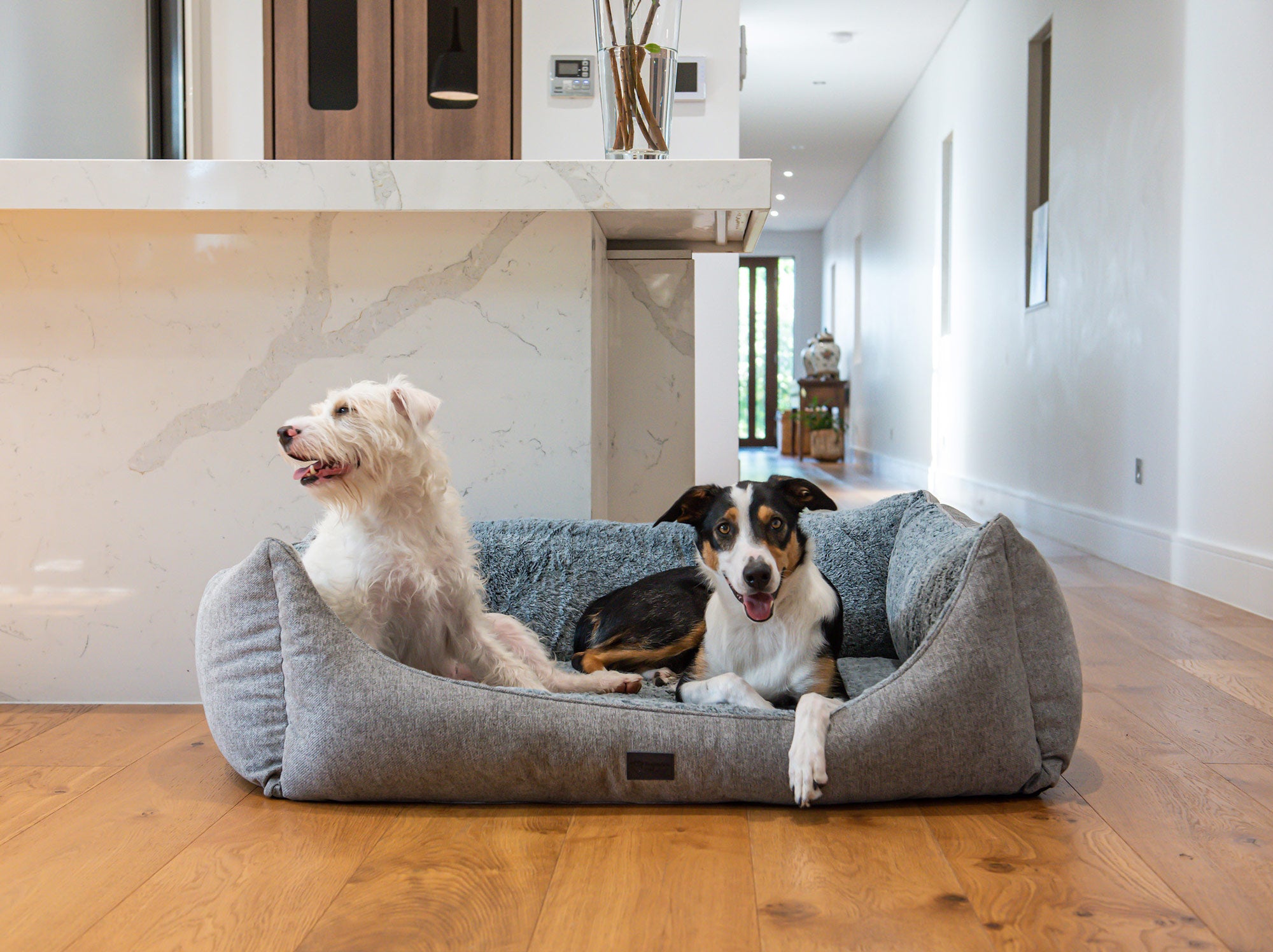Superior Pet Goods High Side Hideout Ortho Dog Bed in a home setting