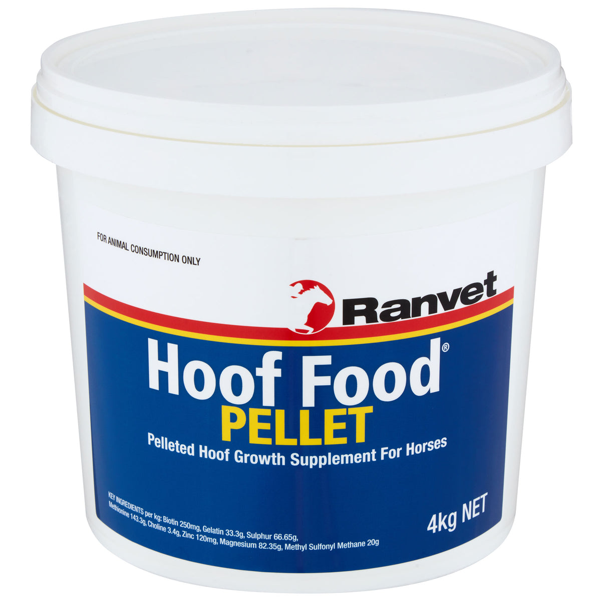 Ranvet Hoof Food Pellet 4kg bucket front of pack