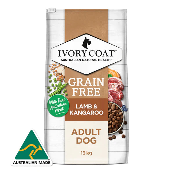 Ivory Coat Grain Free Adult All Breeds Dry Dog Food Lamb & Kangaroo - 13kg | PeekAPaw Pet Supplies