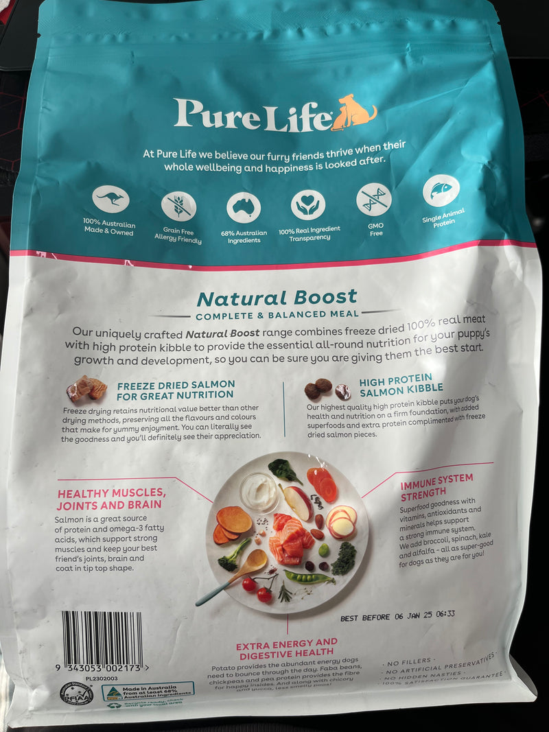 Pure Life Natural Boost Dry Dog Food Puppy Tasmanian Salmon