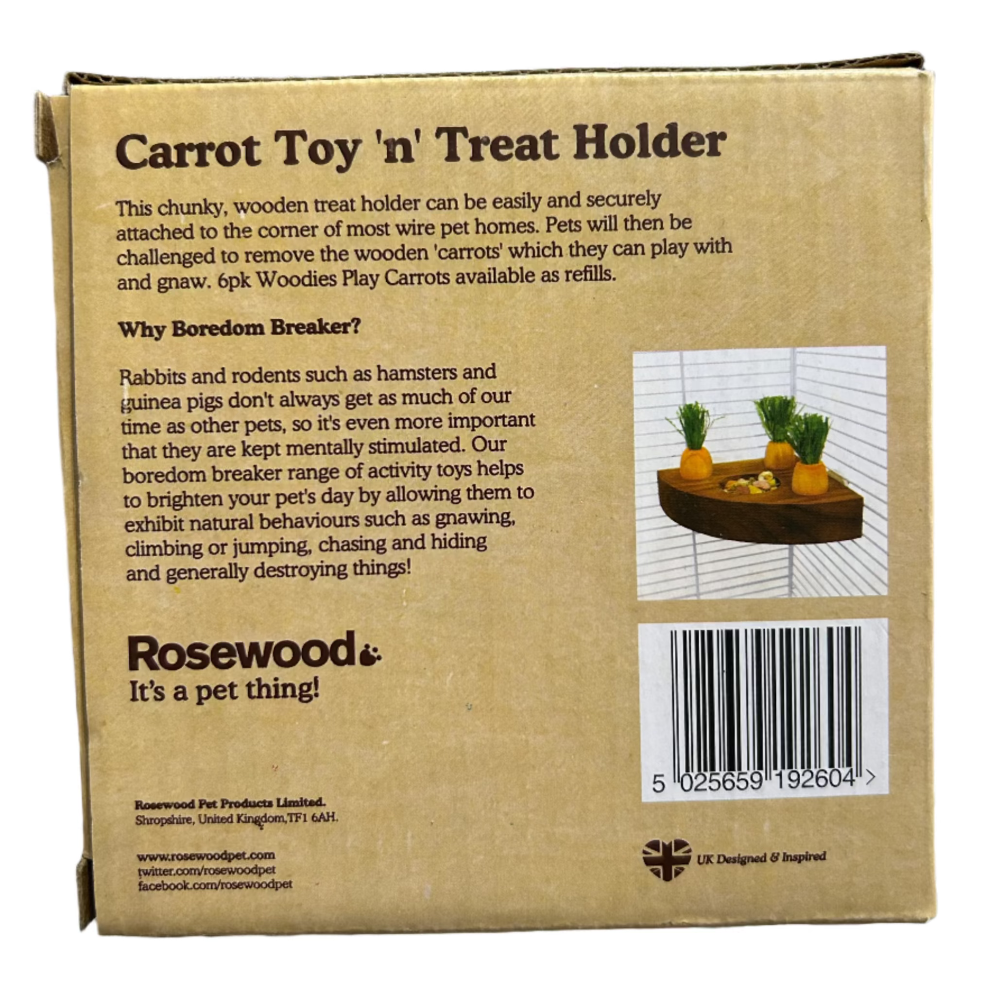 Rosewood Small Animal Activity Toys Carrot Toy 'N' Treat Holder