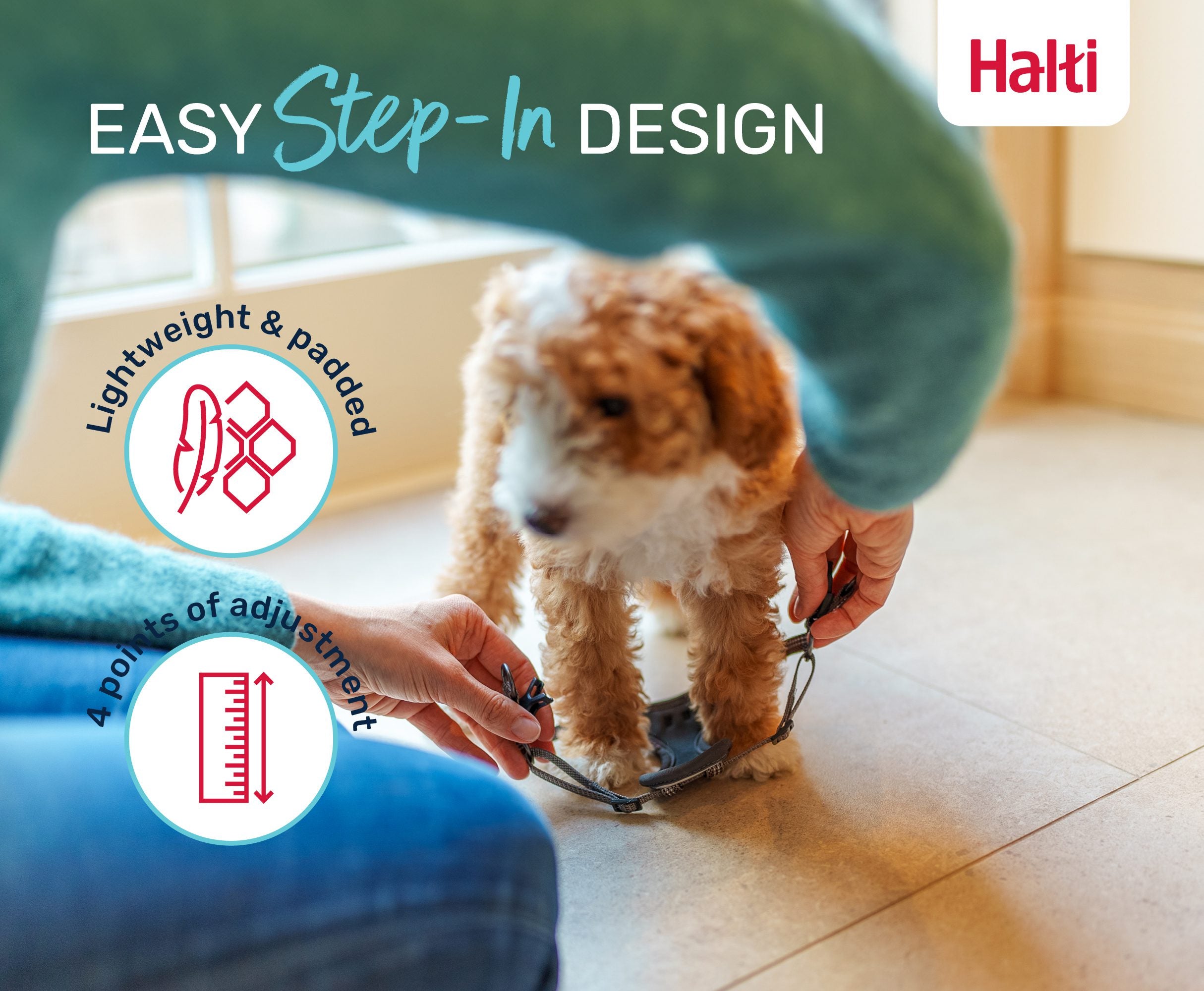 Halti Anatomy Puppy Harness – easy step-in design, nothing over the head | PeekAPaw