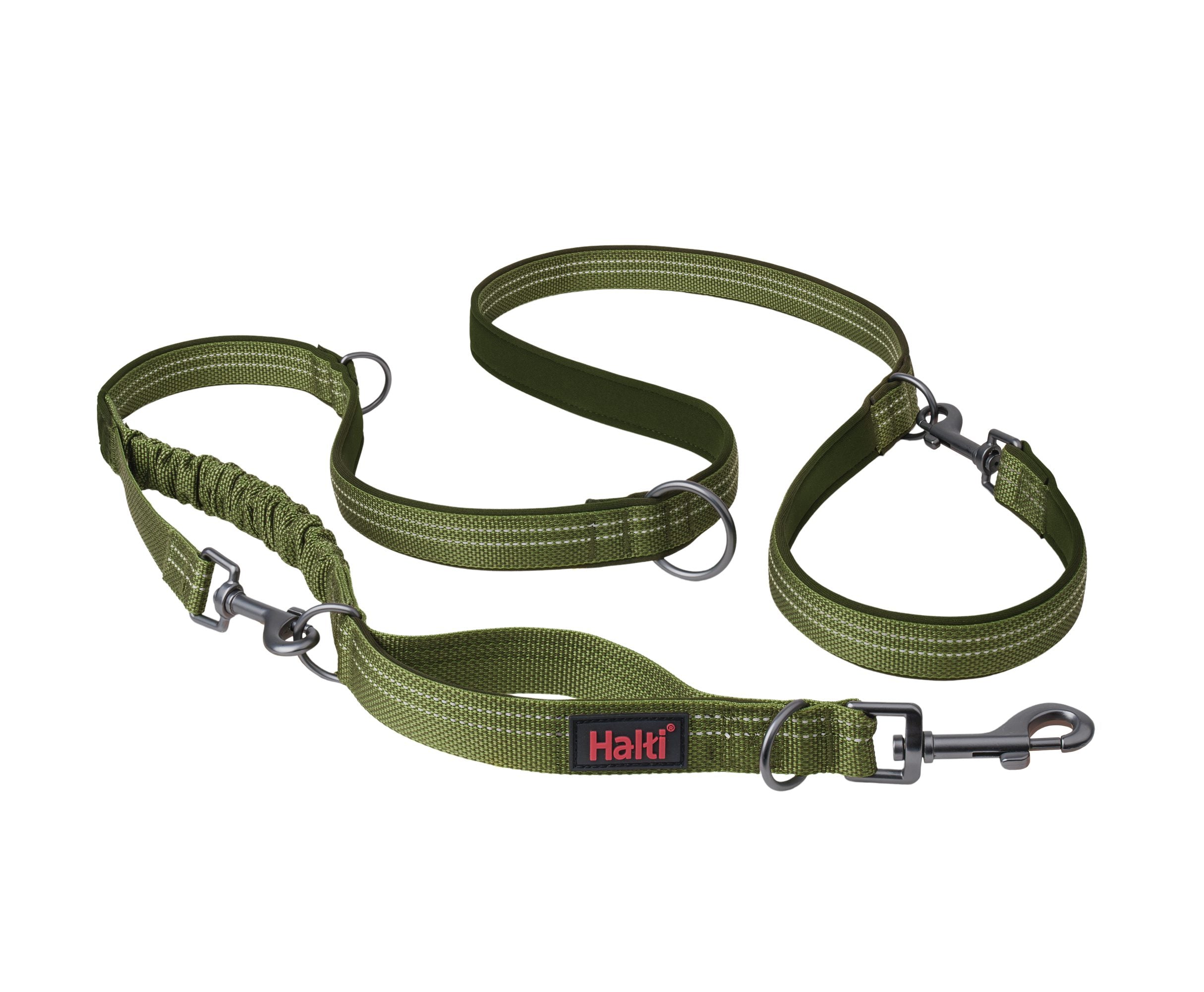 Halti Anatomy Multi Lead in green – bungee dog lead with clips at both ends | PeekAPaw
