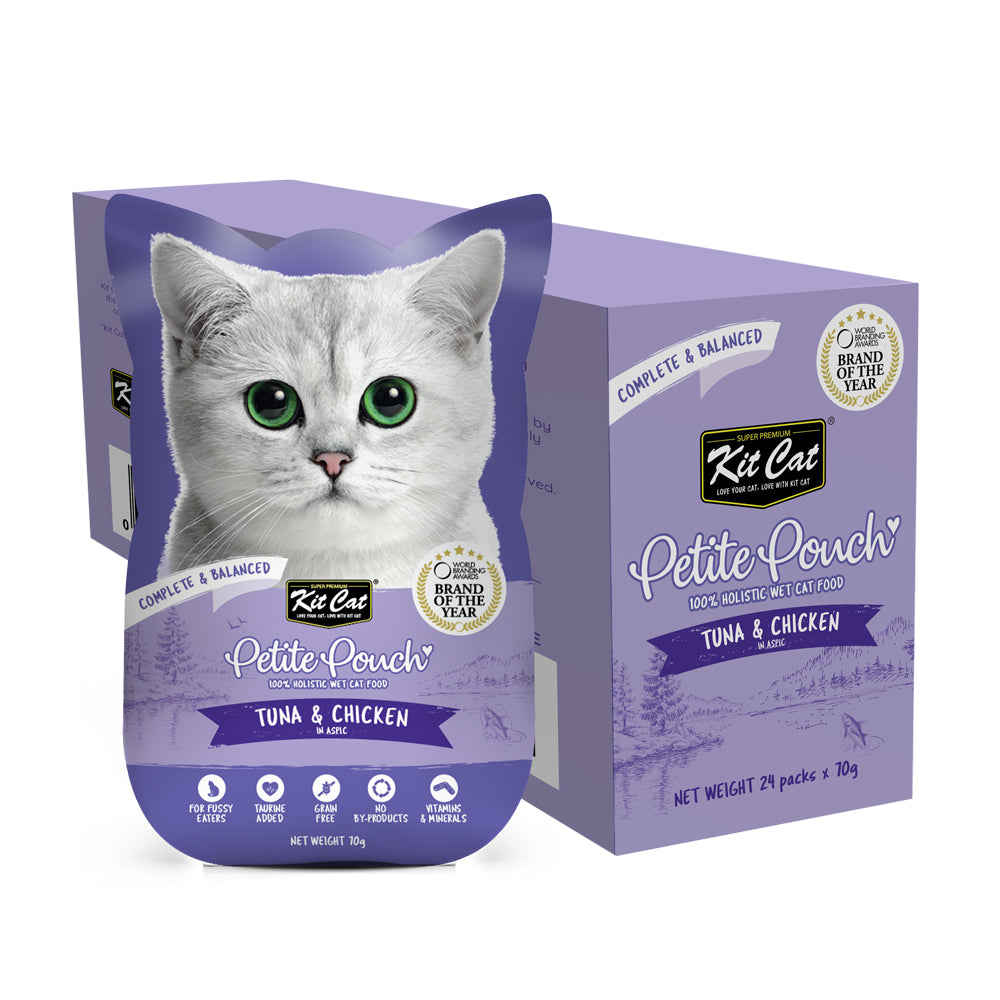 Kit Cat Petite Pouch Tuna & Chicken 70g display box of 24 pouches