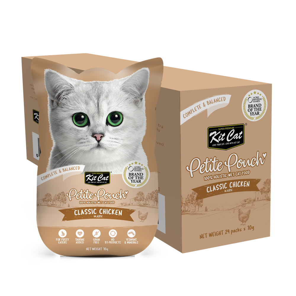 Kit Cat Petite Pouch Classic Chicken 70g display box of 24 pouches