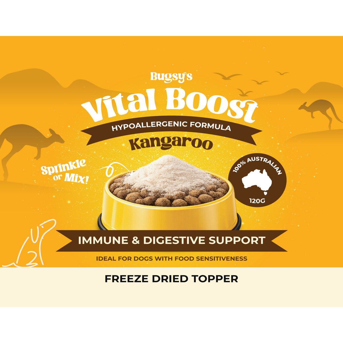 Bugsy's Vital Boost Hypoallergenic Kangaroo Dog Food Topper 120g