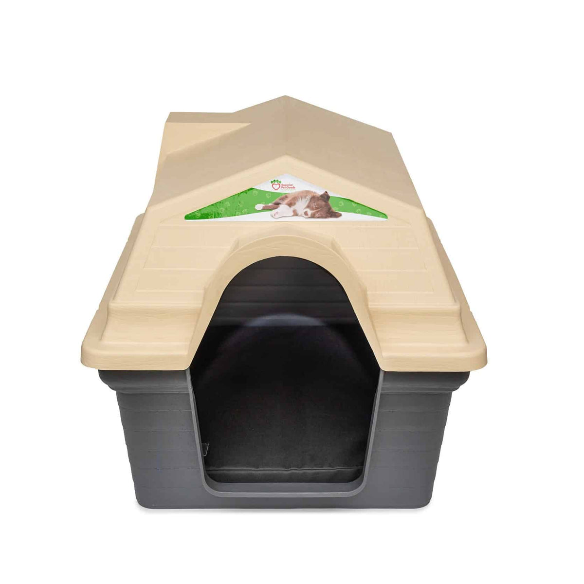 Superior Pet Goods Moulded Plastic Kennel with a canvas mat inside