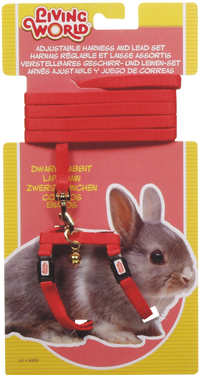 Living World Dwarf Rabbit Harness and Lead Set - Red