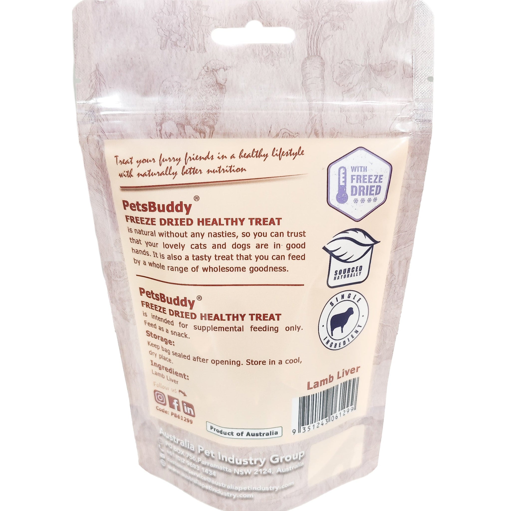 PetsBuddy Lamb Liver Freeze-Dried Pet Treats for Dogs & Cats 2
