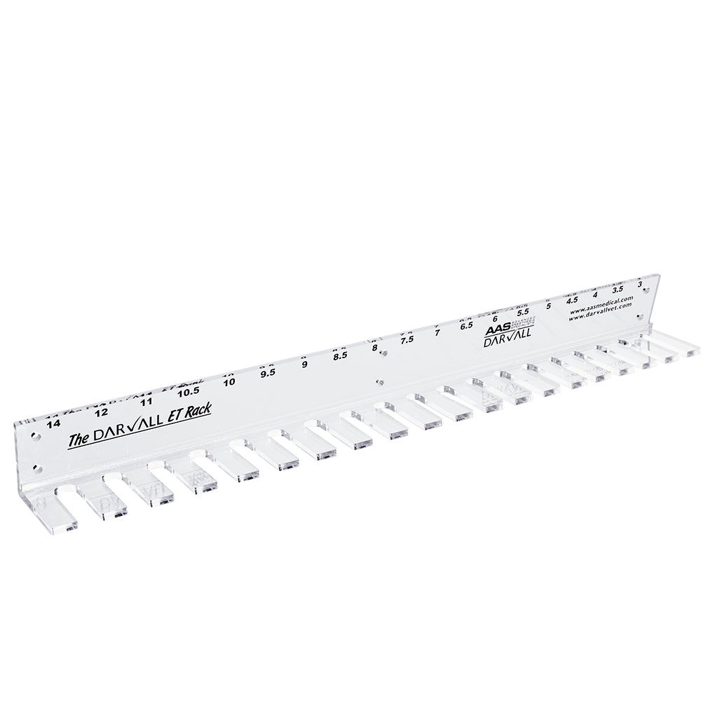 Advanced Anaesthesia clear acrylic wall-mount endotracheal tube holder with 19 slots