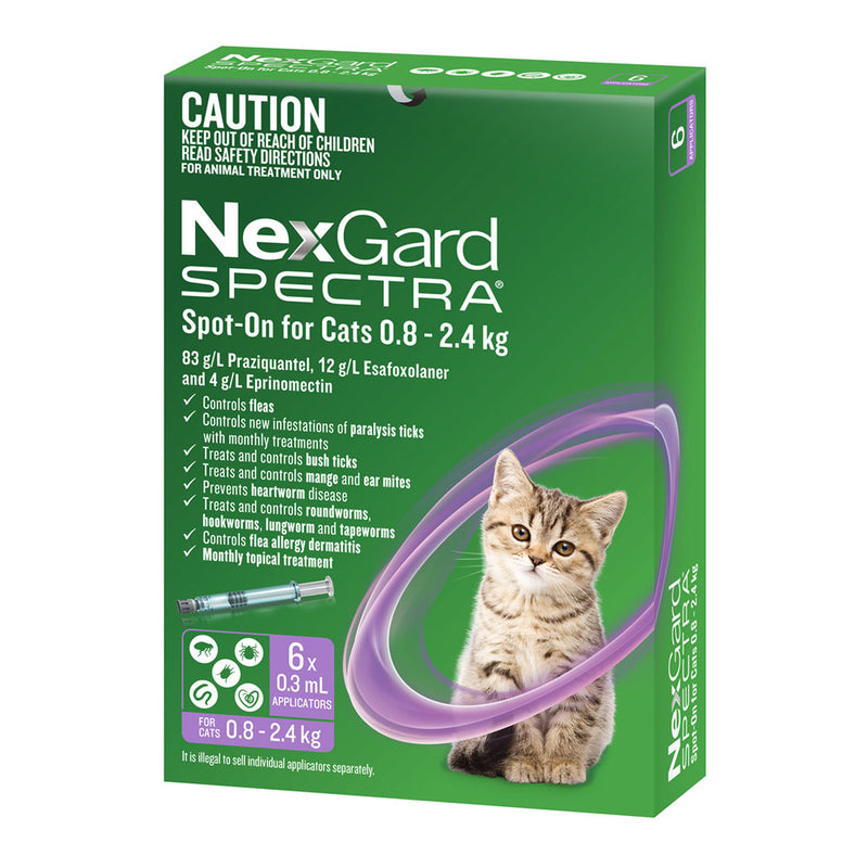 NexGard Spectra Spot-On for Cats - 6 Pack (0.8-2.4kg) | PeekAPaw Pet Supplies