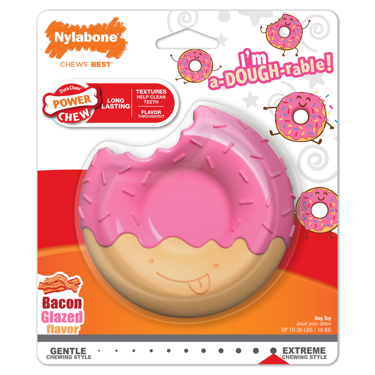 Nylabone Power Chew Dog Toy Bacon Glaze Flavor - Medium/Wolf