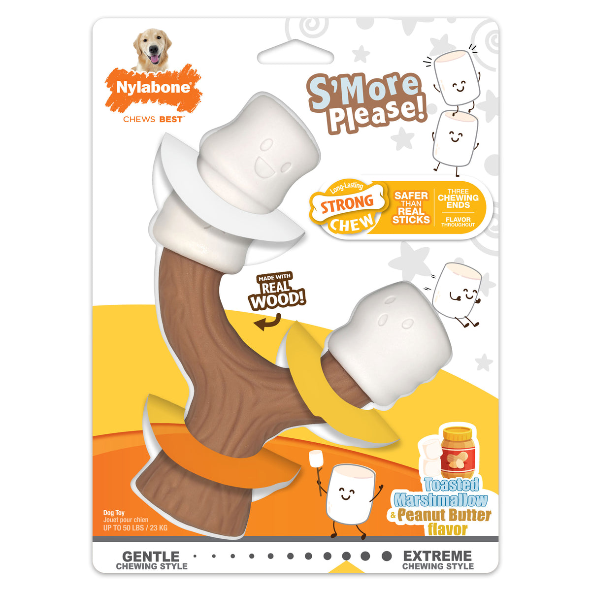Nylabone Power Chew Toasted Marshmallow Stick Dog Toy - Large/Giant