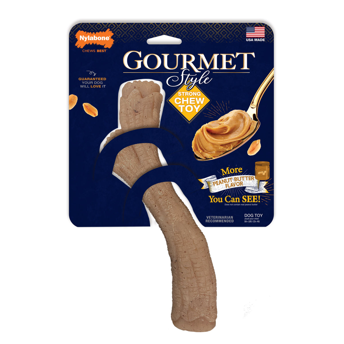Nylabone Gourmet Style Strong Stick Dog Chew Toy Peanut Butter Flavor - X-Large/Souper