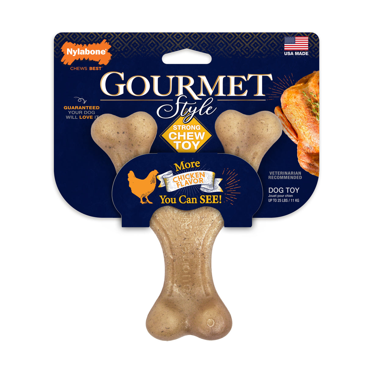 Nylabone Gourmet Style Wishbone Dog Chew Toy Chicken Flavor - Small/Regular